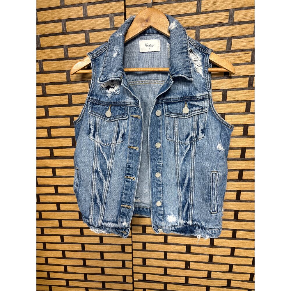 KanCan Distressed Denim Vest Size Small